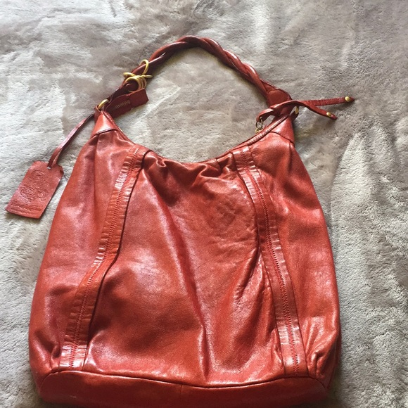 DONATED Rough Roses Red Leather Handbag - Picture 6 of 8